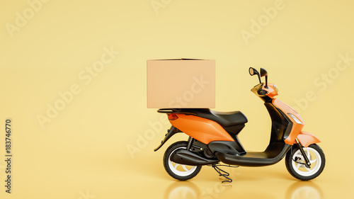 Item boxes are on motorcycles. 3d rendering and illustration.