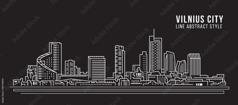 Cityscape Building Line art Vector Illustration design - Vilnius city