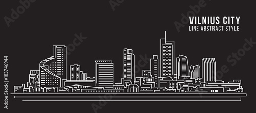 Cityscape Building Line art Vector Illustration design - Vilnius city