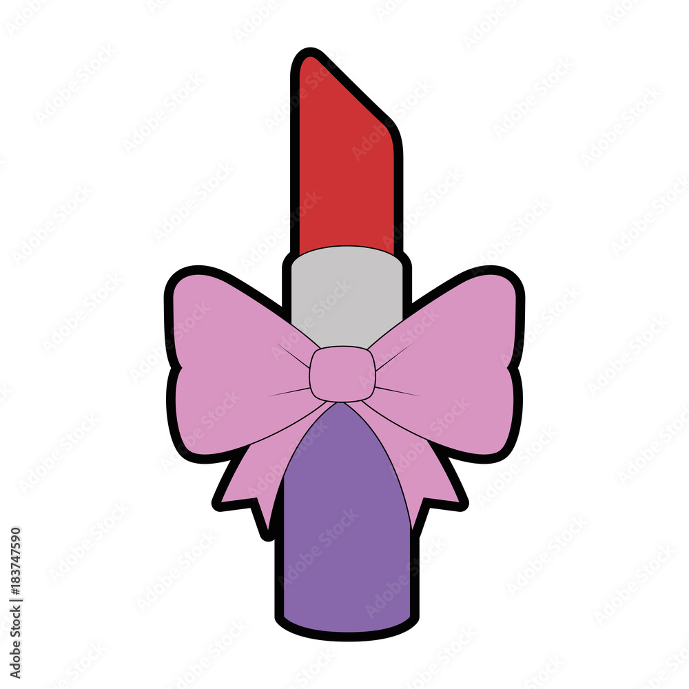 makeup lipstick with bowntie vector illustration design