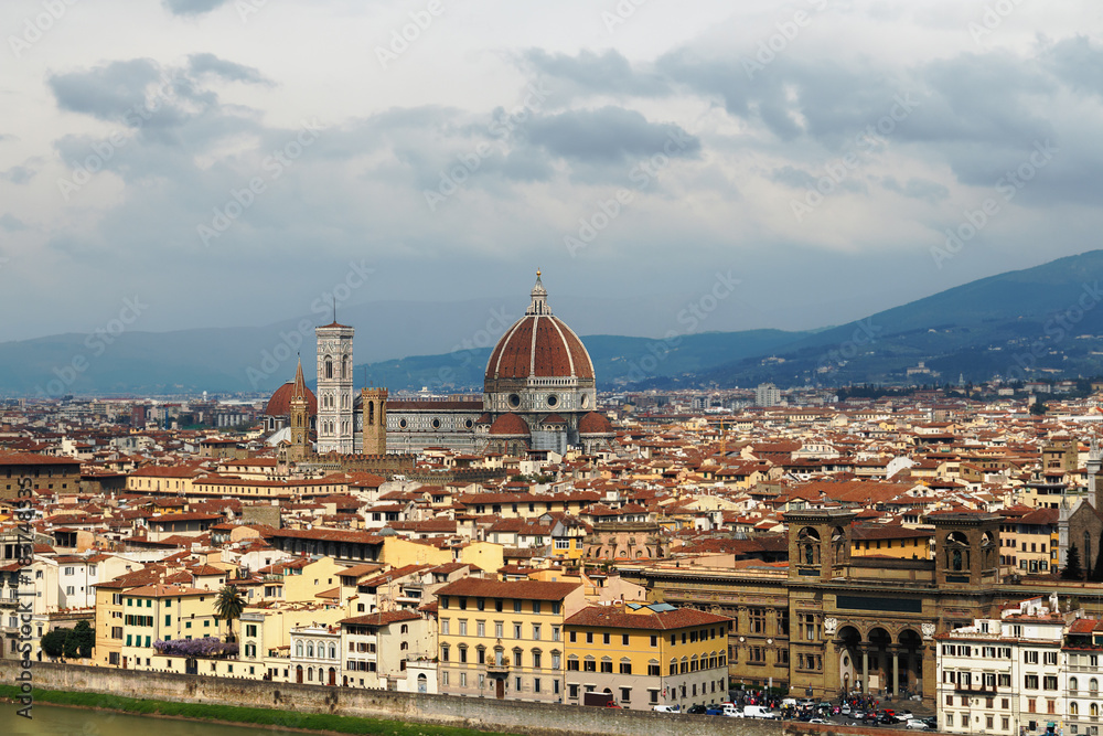 view over Florence from plaza Michelangelo in spring  day