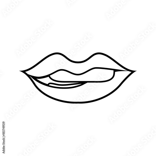 line mouth with lipstick and bite inferior lip