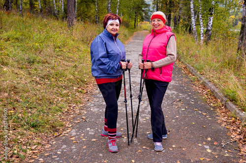 Senior ladies nordic walking