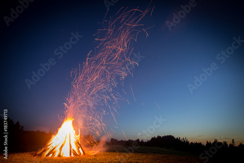 Bonfire at night photo
