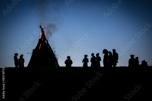 Bonfire with people silhouettes