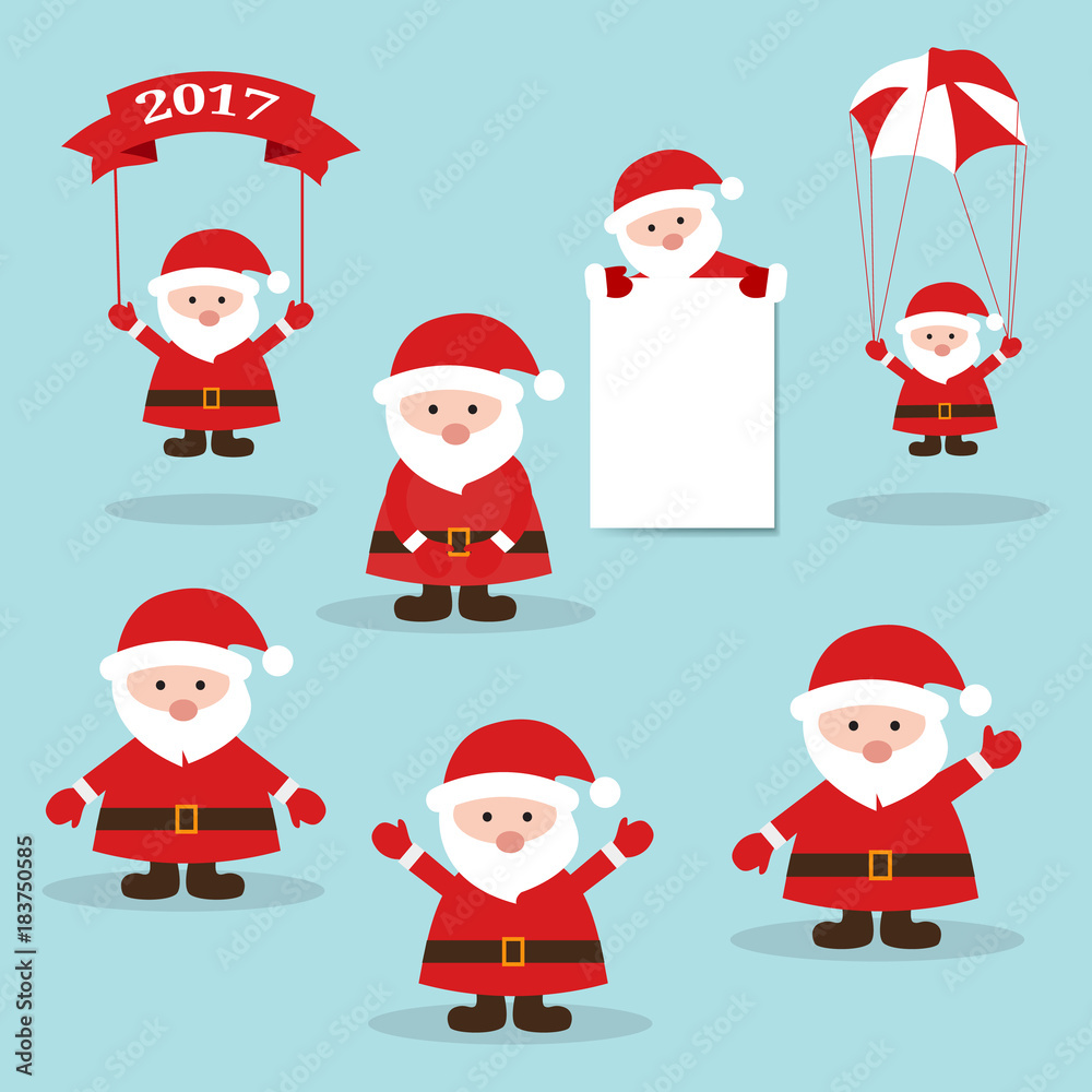 Cartoon Santa Claus for Your Christmas and New Year greeting Design or Animation. Vector isolated illustration of happy Santa Claus in colorful flat style