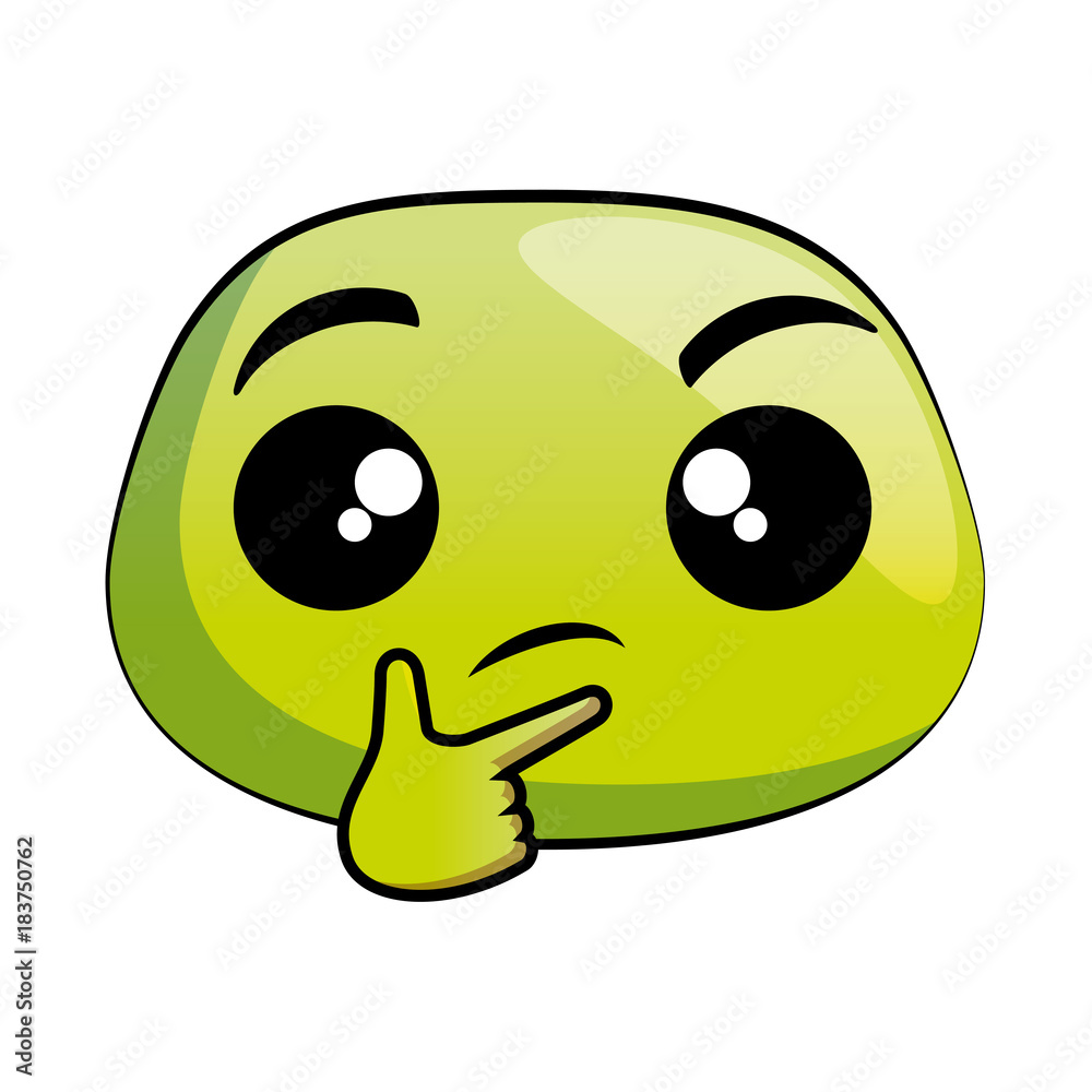 Fototapeta premium Thoughtful emoji face icon vector illustration design