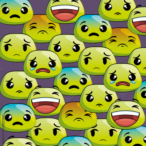 set emoji faces pattern vector illustration design