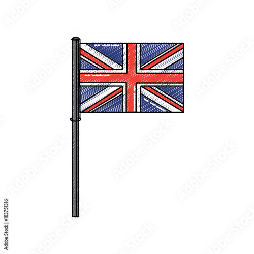 great britain flag on a silver metallic pole vector illustration