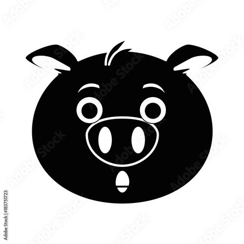 terrified pig emoji kawaii vector illustration design