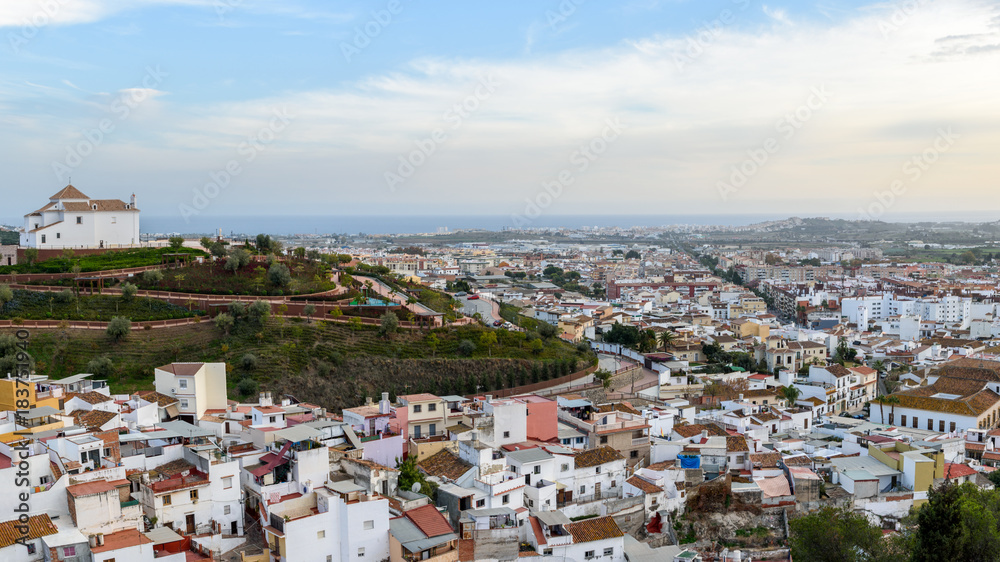 Panoramic of velez malaga and the chapel seen from the castle.