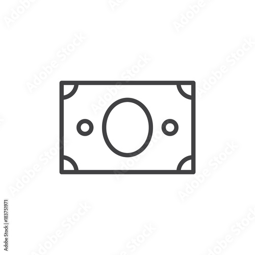 Paper money line icon, outline vector sign, linear style pictogram isolated on white. US banknotes dollar symbol, logo illustration. Editable stroke