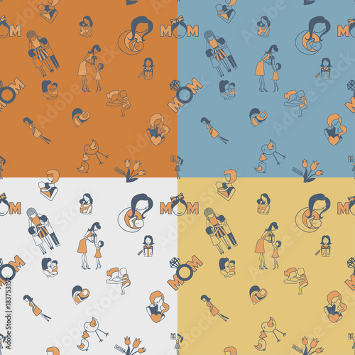 Mothers Day Seamless Pattern