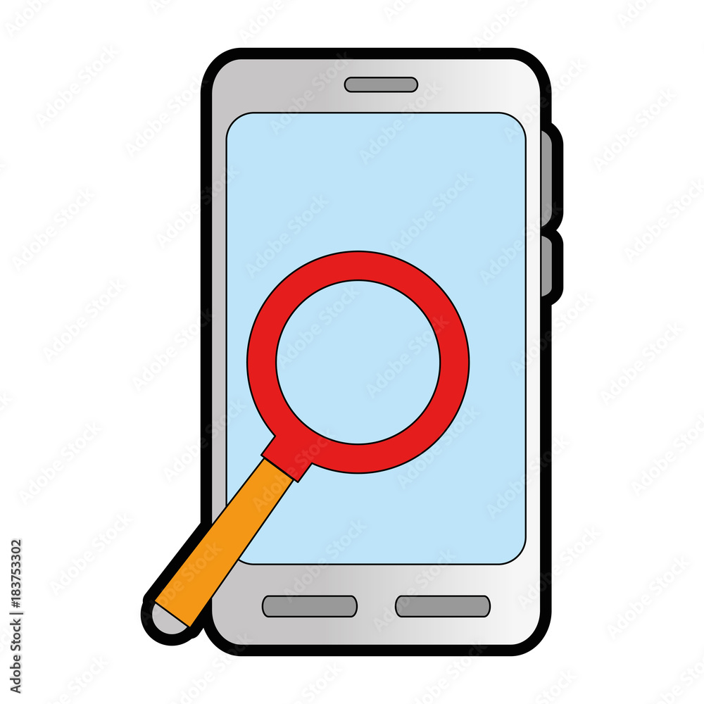 smartphone device with magnifying glass vector illustration design smartphone device with magnifying glass vector illustration design