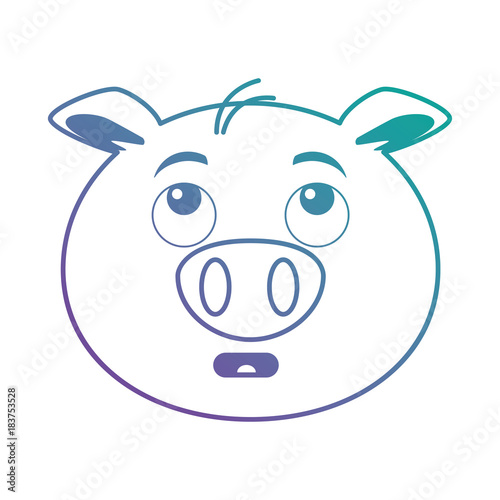 terrified pig emoji kawaii vector illustration design
