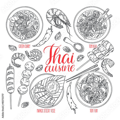set of thai cuisine