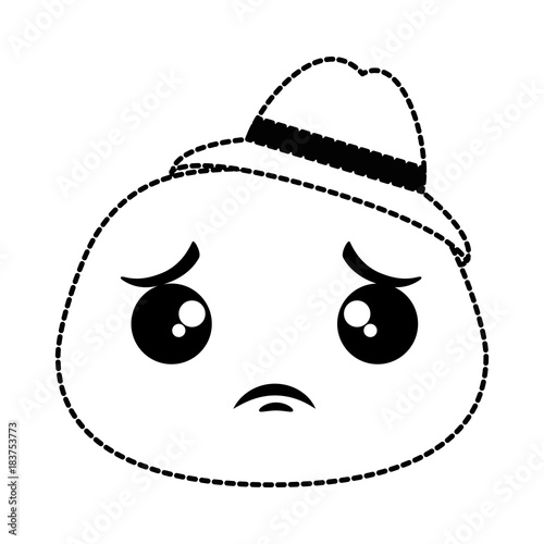 sad emoji face with hat vector illustration design