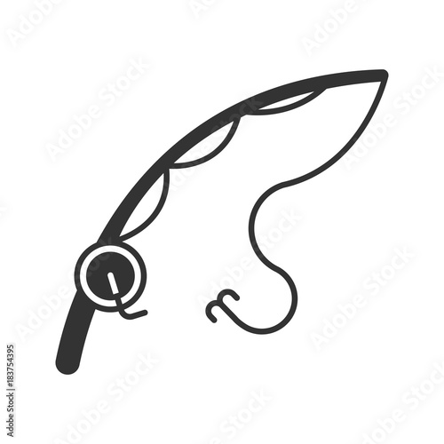 Spinning rod and reel combo glyph icon