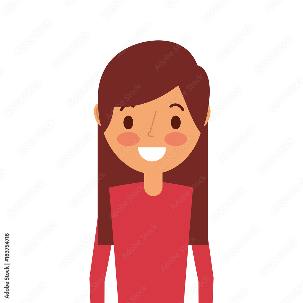 portrait cartoon woman smiling character vector illustration