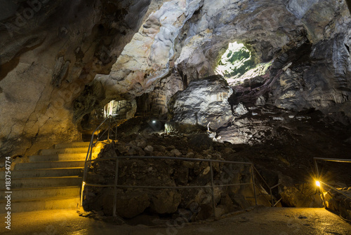 The karst cave of Emine Bair Hosar in Chatyr-Dah mountain in Crimea photo
