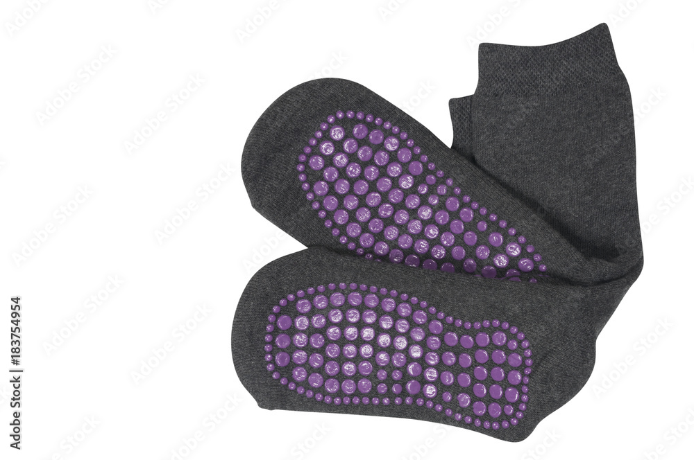black socks with anti-slip coating on white black socks with anti-slip coating on white