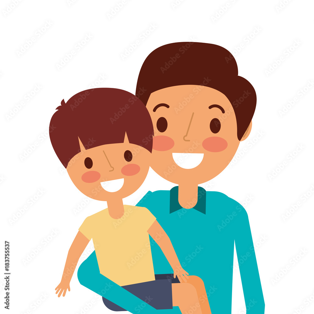 portrait dad carrying her son vector illustration portrait dad carrying her son vector illustration