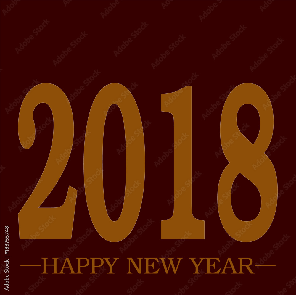 Happy New Year 2018 greeting Golden text on vivid red background plain clean vector with space Happy New Year 2018 greeting Golden text on vivid red background plain clean vector with space