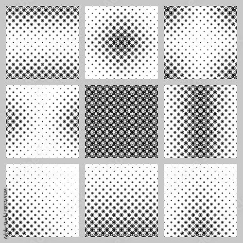 Black and white circle pattern set - vector backgrounds