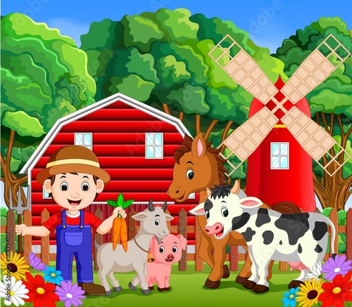 Farm scenes with many animals and farmers
