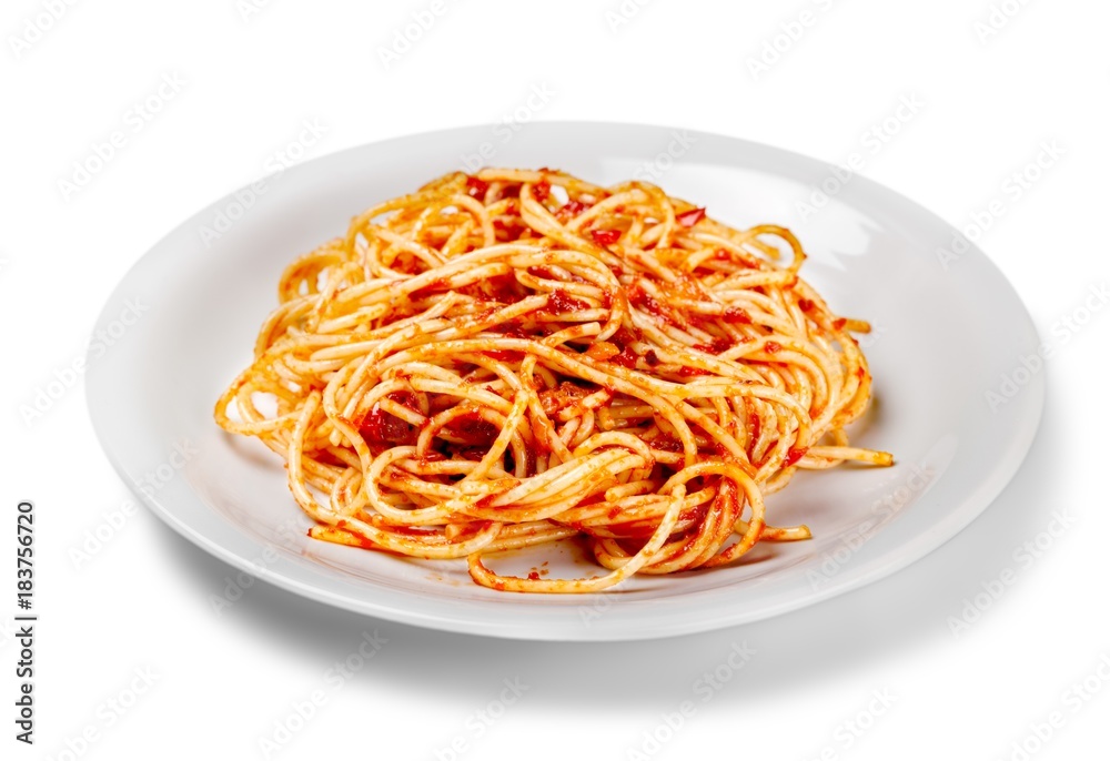 Spaghetti with tomato sauce and basil Spaghetti with tomato sauce and basil