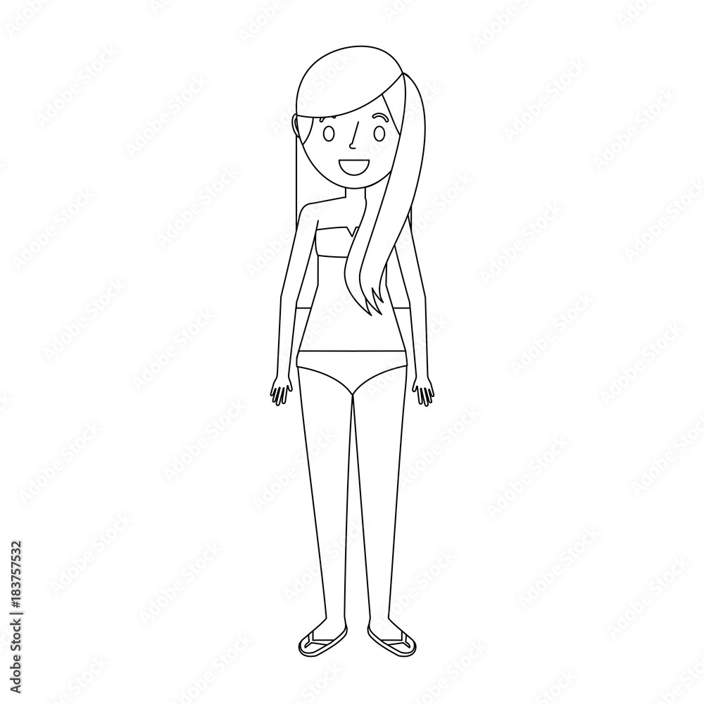 woman mother wear swimsuit and flip flops vector illustration woman mother wear swimsuit and flip flops vector illustration