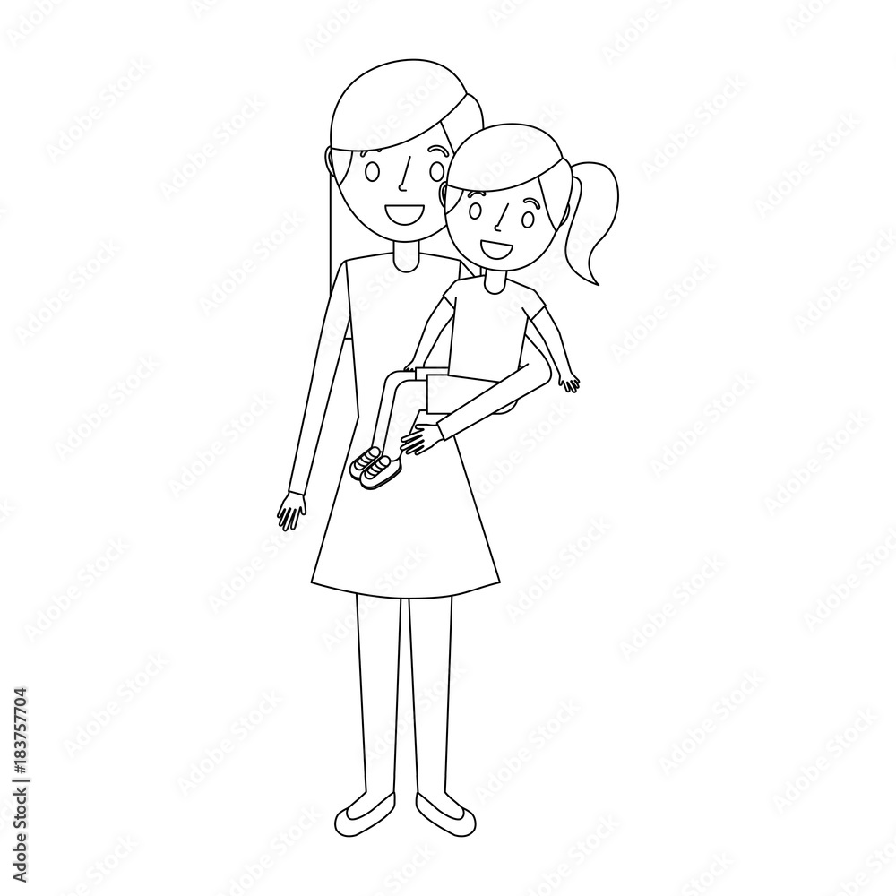 mom carrying her little daughter vector illustration mom carrying her little daughter vector illustration
