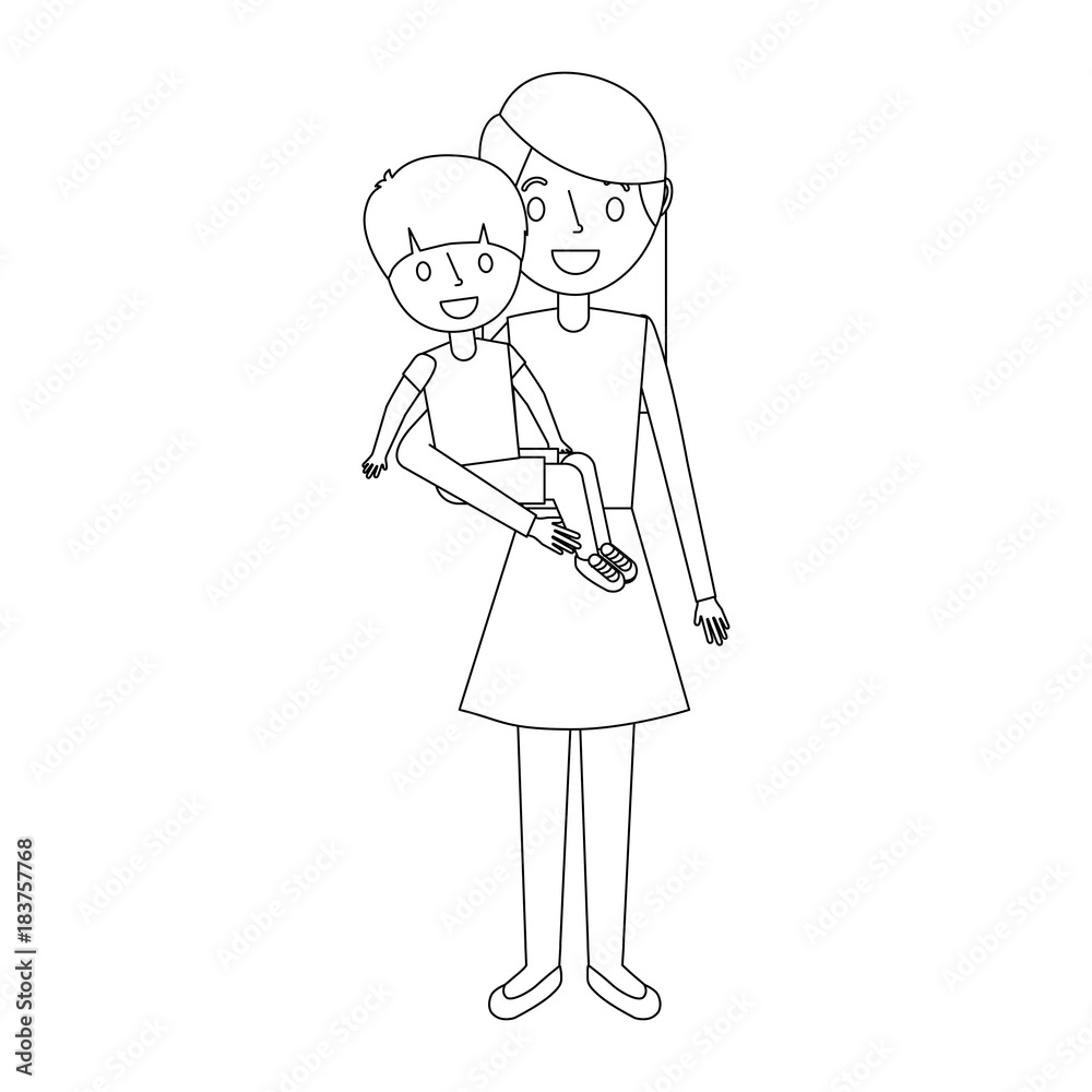 mother carrying her little boy vector illustration mother carrying her little boy vector illustration