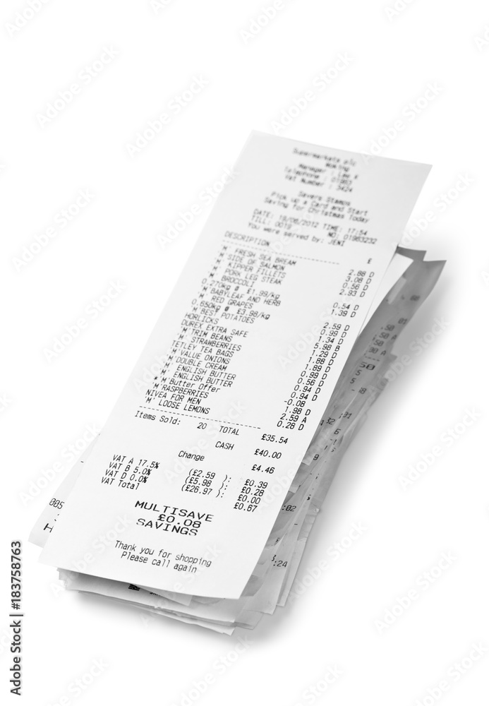 Naklejka premium Cash Register Receipts