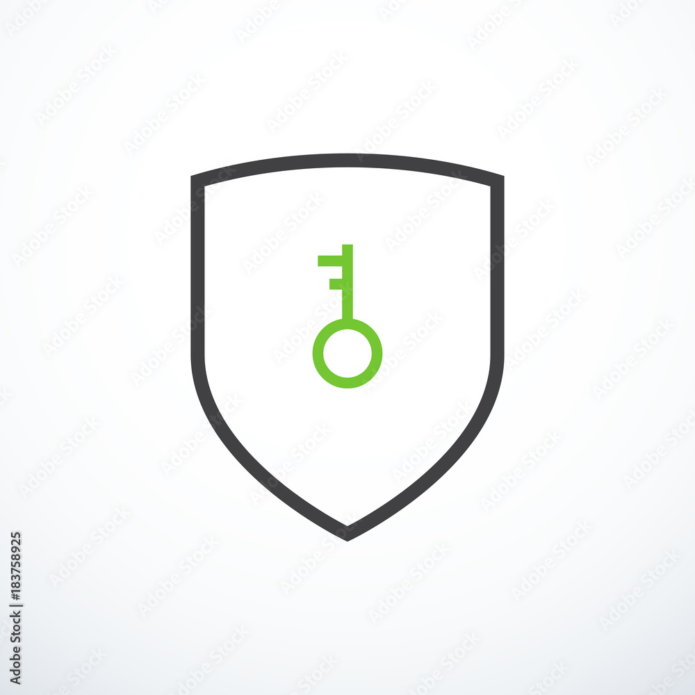 Vector security shield icon. Shield and key. Vector security shield icon. Shield and key.