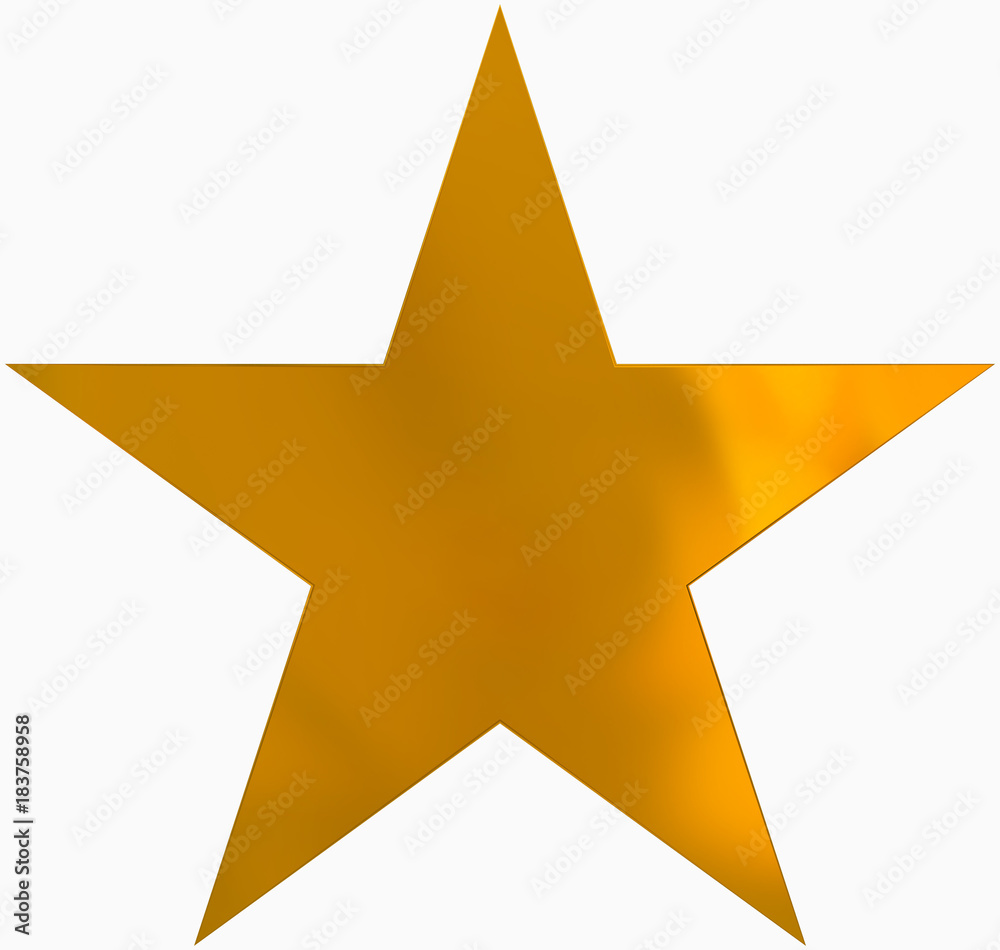 Christmas star golden - simple 5 point star - isolated on white Christmas star golden - simple 5 point star - isolated on white