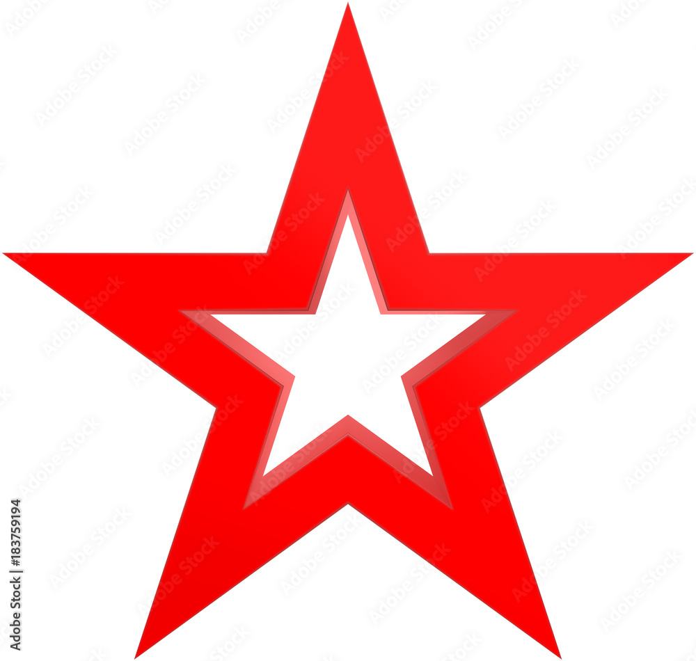 Christmas star red - outlined 5 point star - isolated on white Christmas star red - outlined 5 point star - isolated on white
