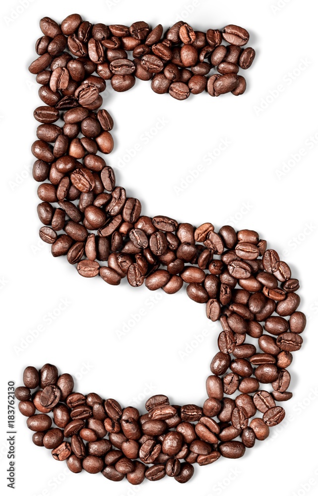 Number 5 Made of Coffee Beans Isolated Number 5 Made of Coffee Beans Isolated