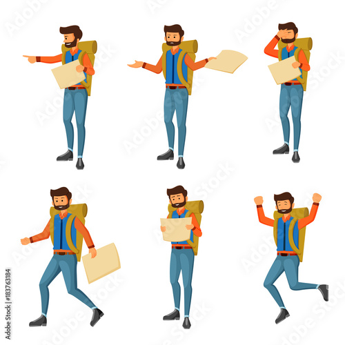 young man traveler with backpack