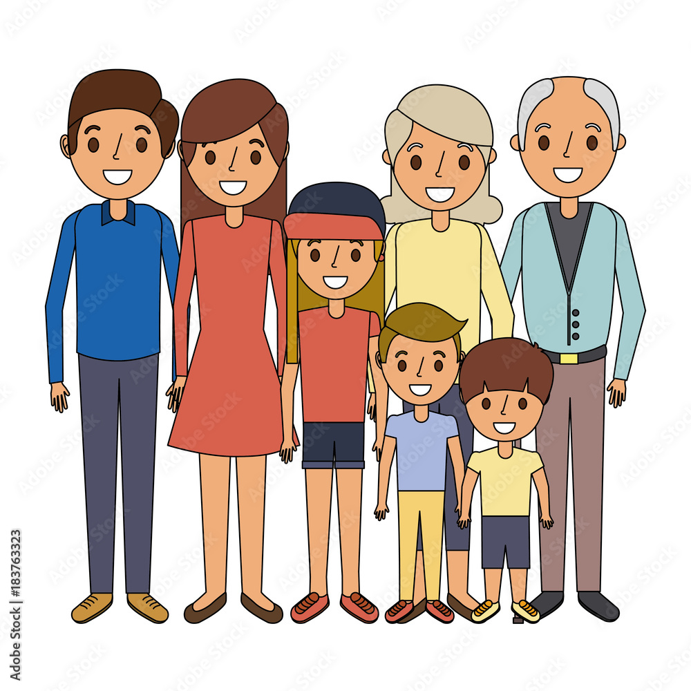 happy family parents son daughter and grandparents together vector illustration happy family parents son daughter and grandparents together vector illustration