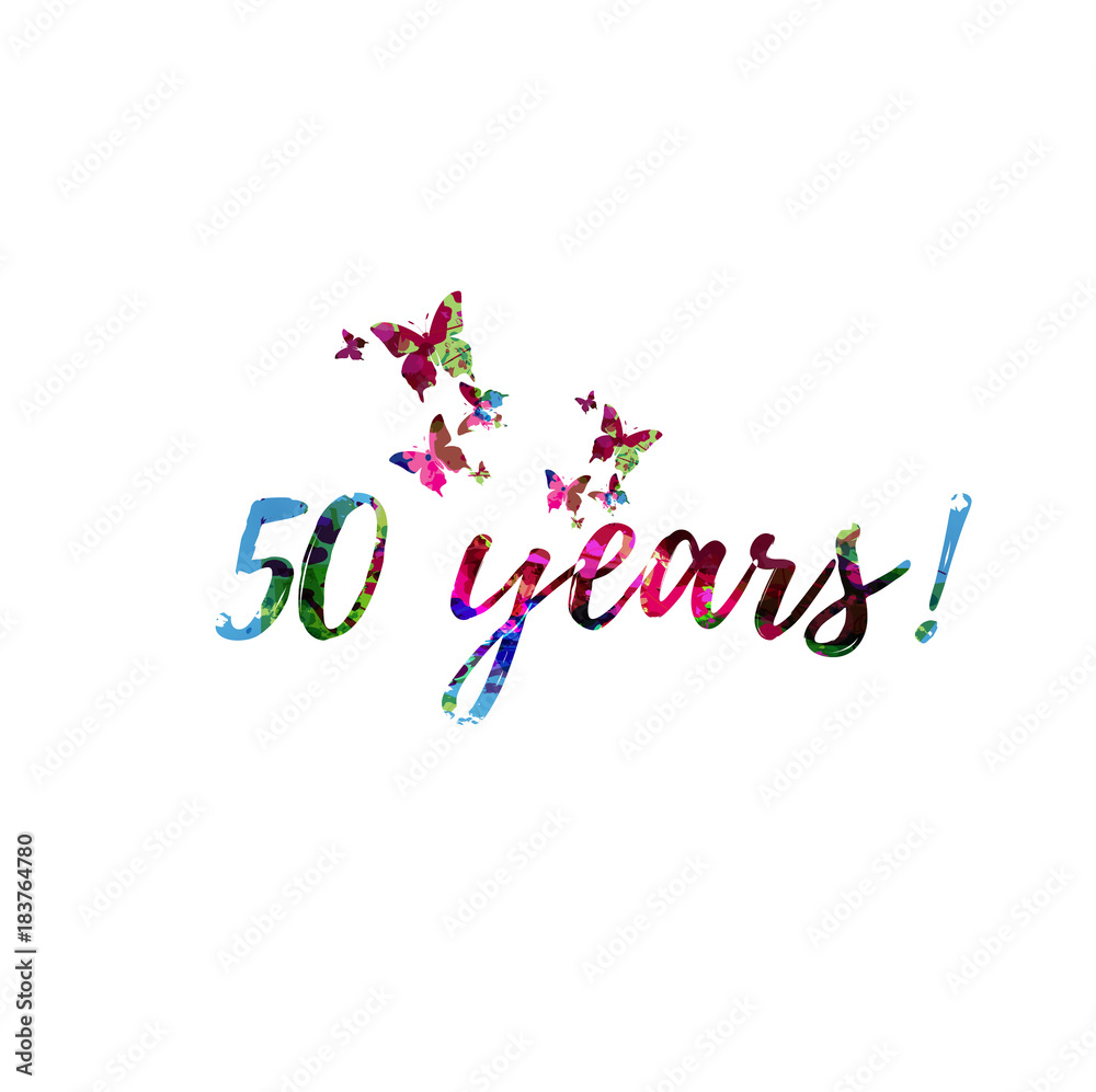 50 Years colorful handwritten inscription isolated. 50 Years calligraphy vector illustration. 50 Years phrase lettering 50 Years colorful handwritten inscription isolated. 50 Years calligraphy vector illustration. 50 Years phrase lettering