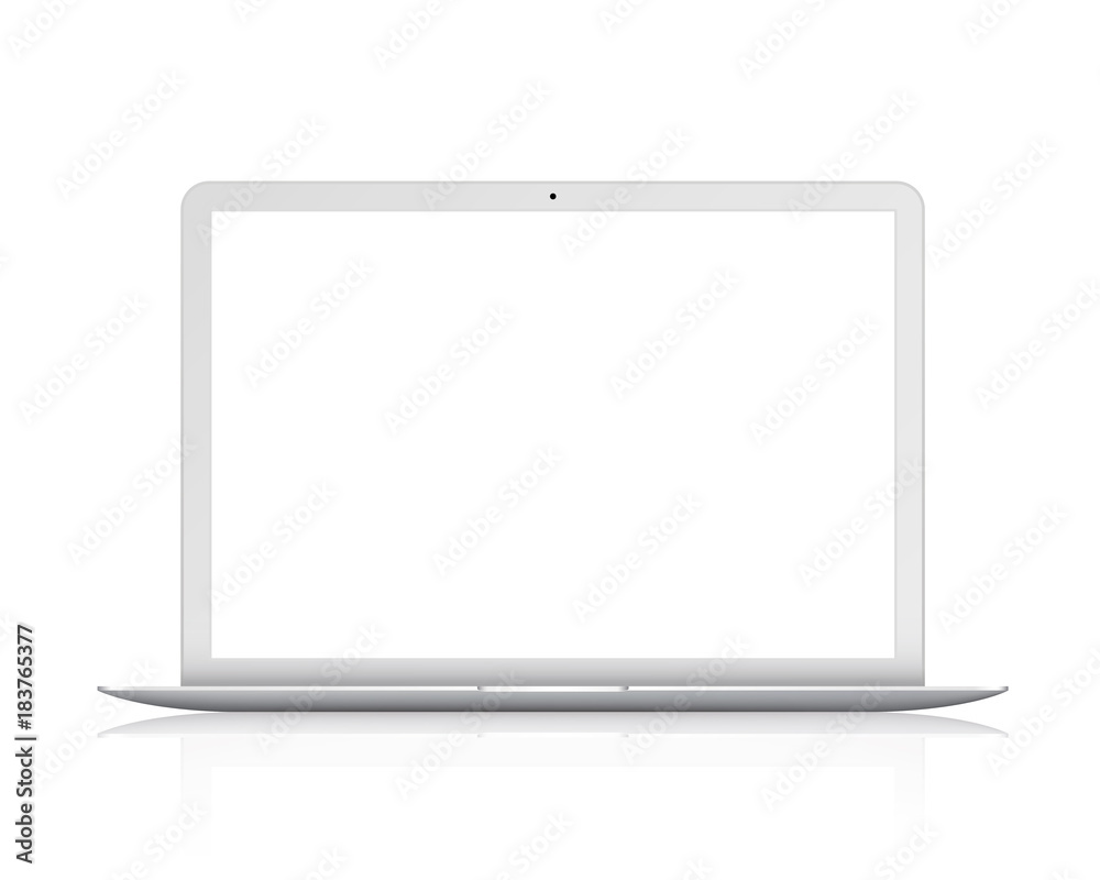 Laptop front view. Notebook. Realistic isolated model - vector stock.