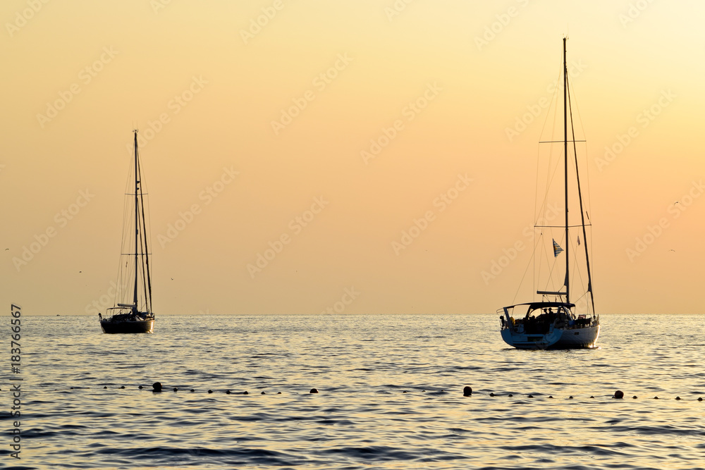 Sunset on the Sea in Istria. Croatia.Europe.