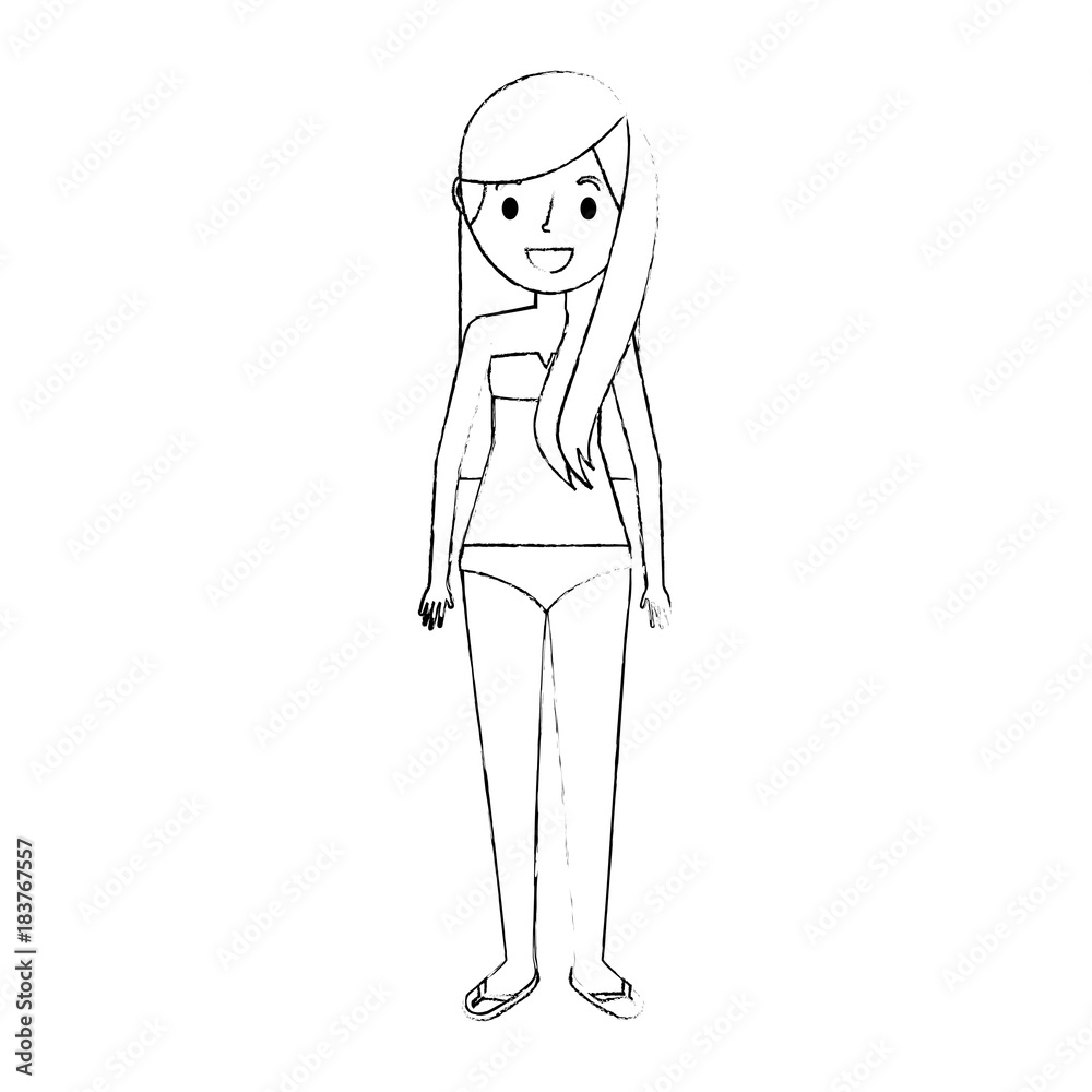 woman mother wear swimsuit and flip flops vector illustration woman mother wear swimsuit and flip flops vector illustration