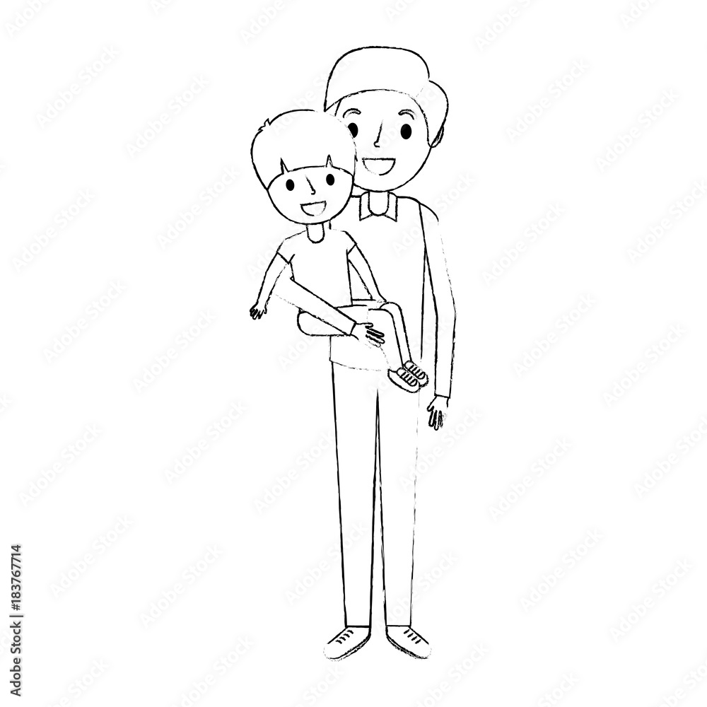father holding their son kid smiling vector illustration father holding their son kid smiling vector illustration