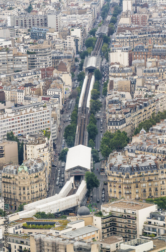 Paris external metro train system, aerial view photo