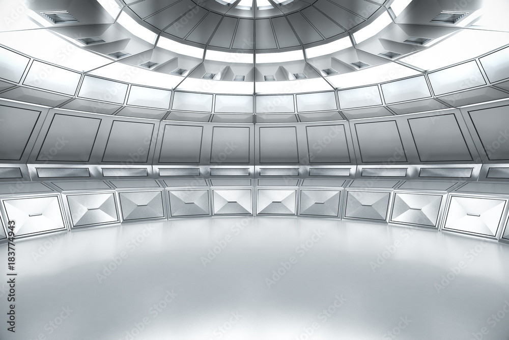Fototapeta premium Modern Future background technology Sci-fi interior concept. 3d rendering