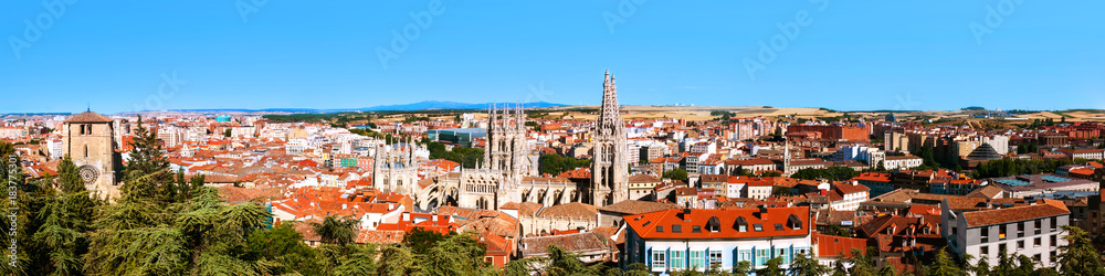 Panoramic view of Burgos - historic capital of Castile in Spain
