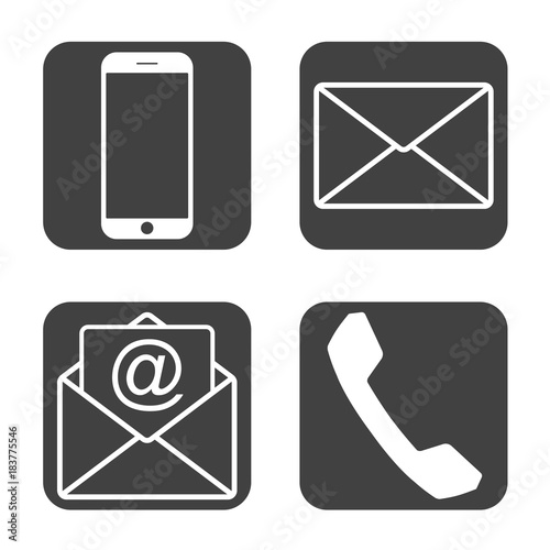 Contact icons - simple flat design isolated on white background, vector