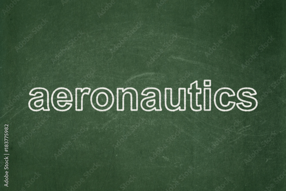 Science concept: text Aeronautics on Green chalkboard background Science concept: text Aeronautics on Green chalkboard background